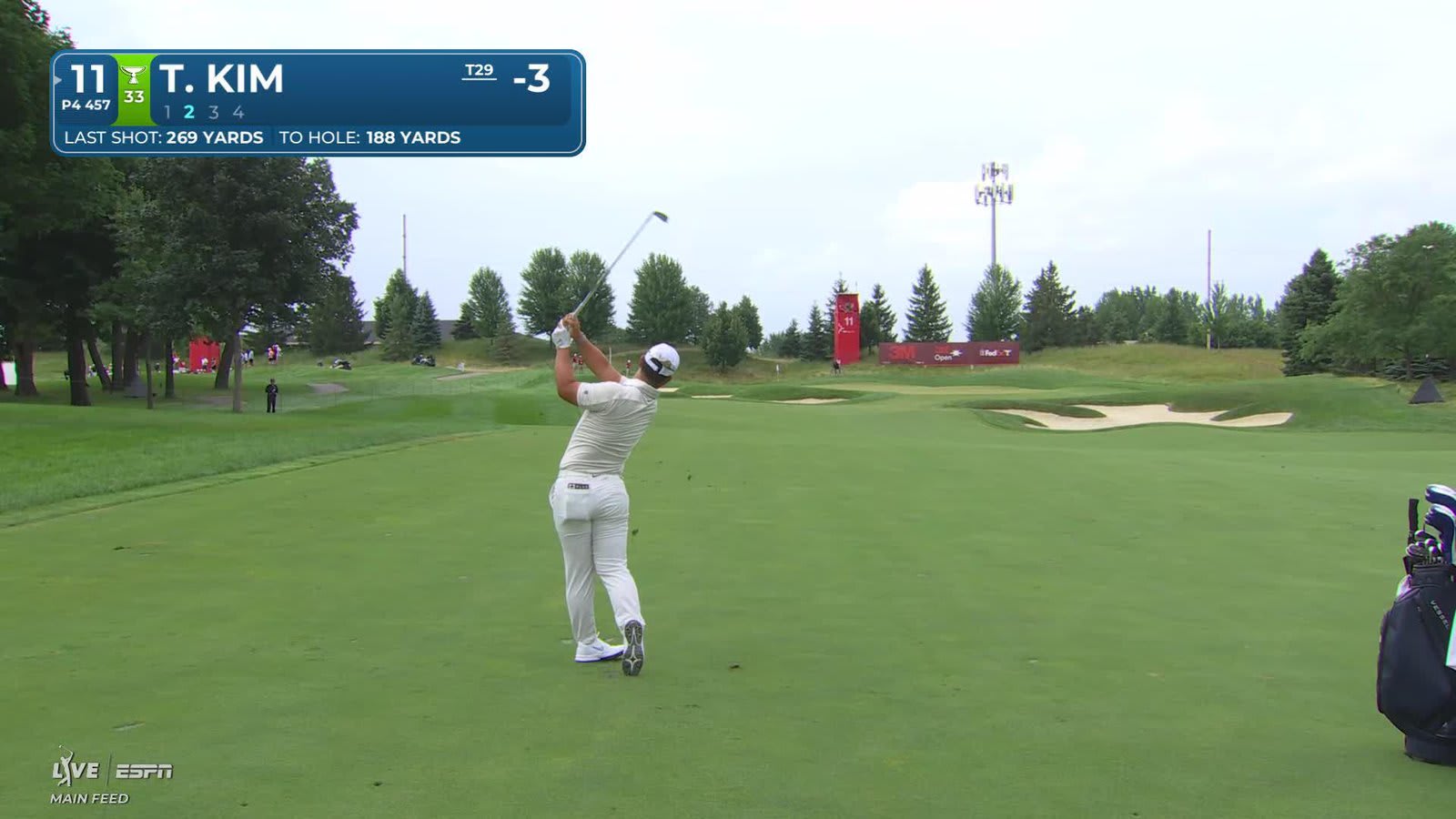 Tom Kim holes 21-foot shot from rough for birdie on No. 11 at 3M Open