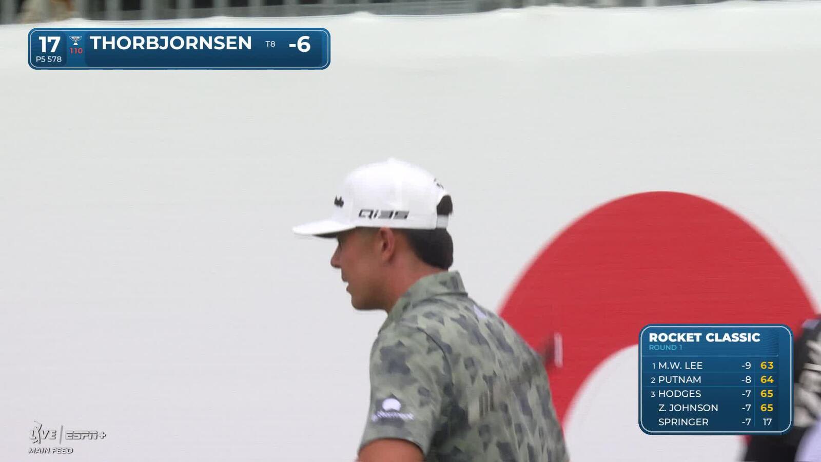 Michael Thorbjornsen makes birdie on No. 17 at Rocket Classic