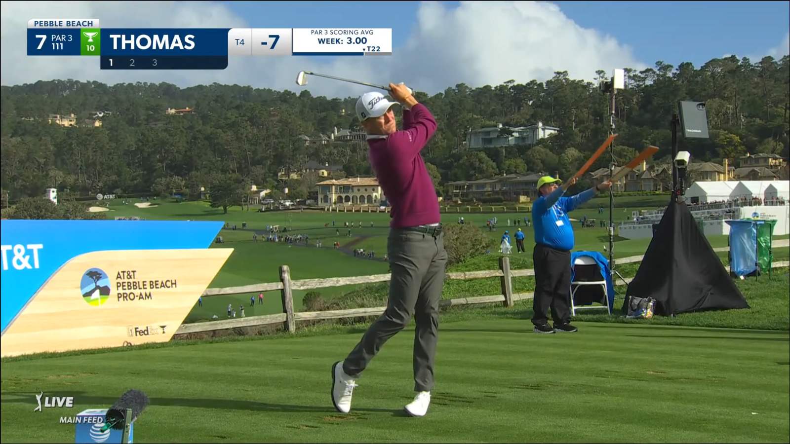 Justin Thomas hits a wedge tight for birdie at AT&T Pebble Beach