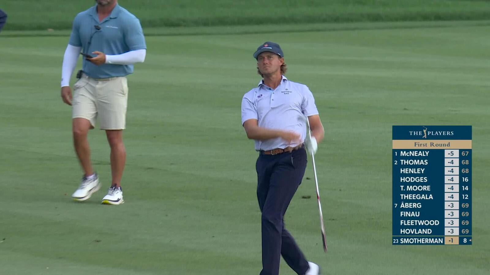 Austin Smotherman hits 159-yard approach to 8 feet, makes birdie on No. 18 at THE PLAYERS