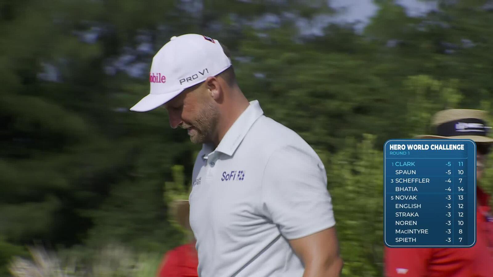 Wyndham Clark sinks 36-foot birdie putt on No. 12 at Hero World Challenge