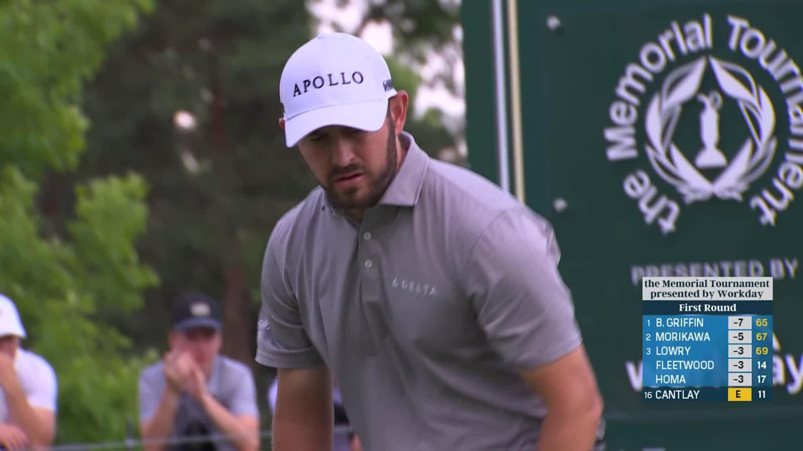 Patrick Cantlay makes birdie on No. 12 at the Memorial