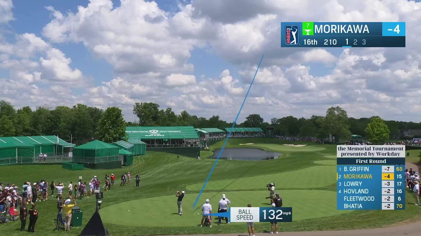 Collin Morikawa nearly aces No. 16 at the Memorial