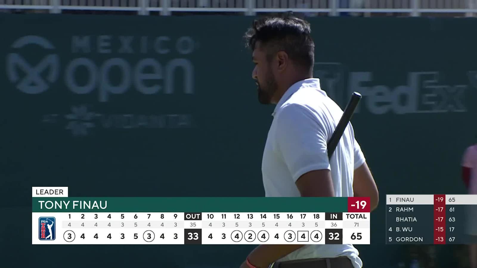 Tony Finau's closing birdie to card 65 at Mexico Open