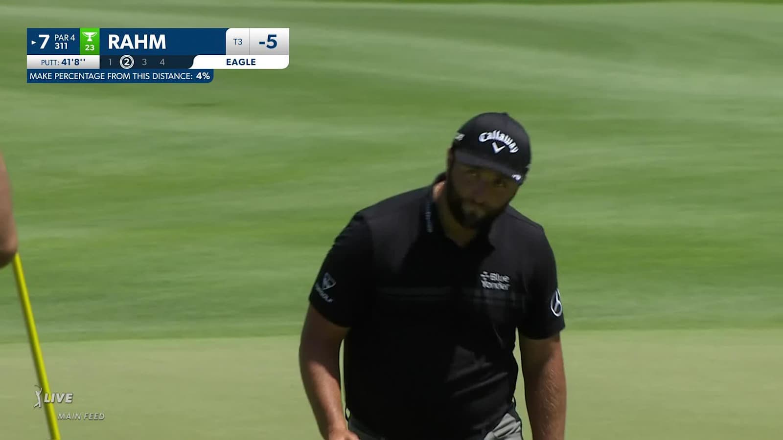 Jon Rahm drives green and drains a 42-foot eagle putt at Mexico Open