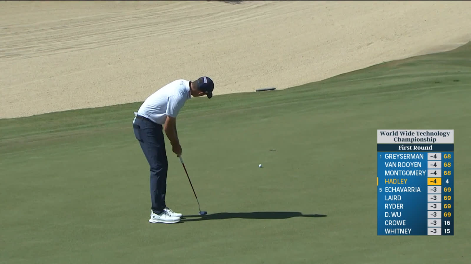 Chesson Hadley sends in downhill birdie putt at World Wide Technology