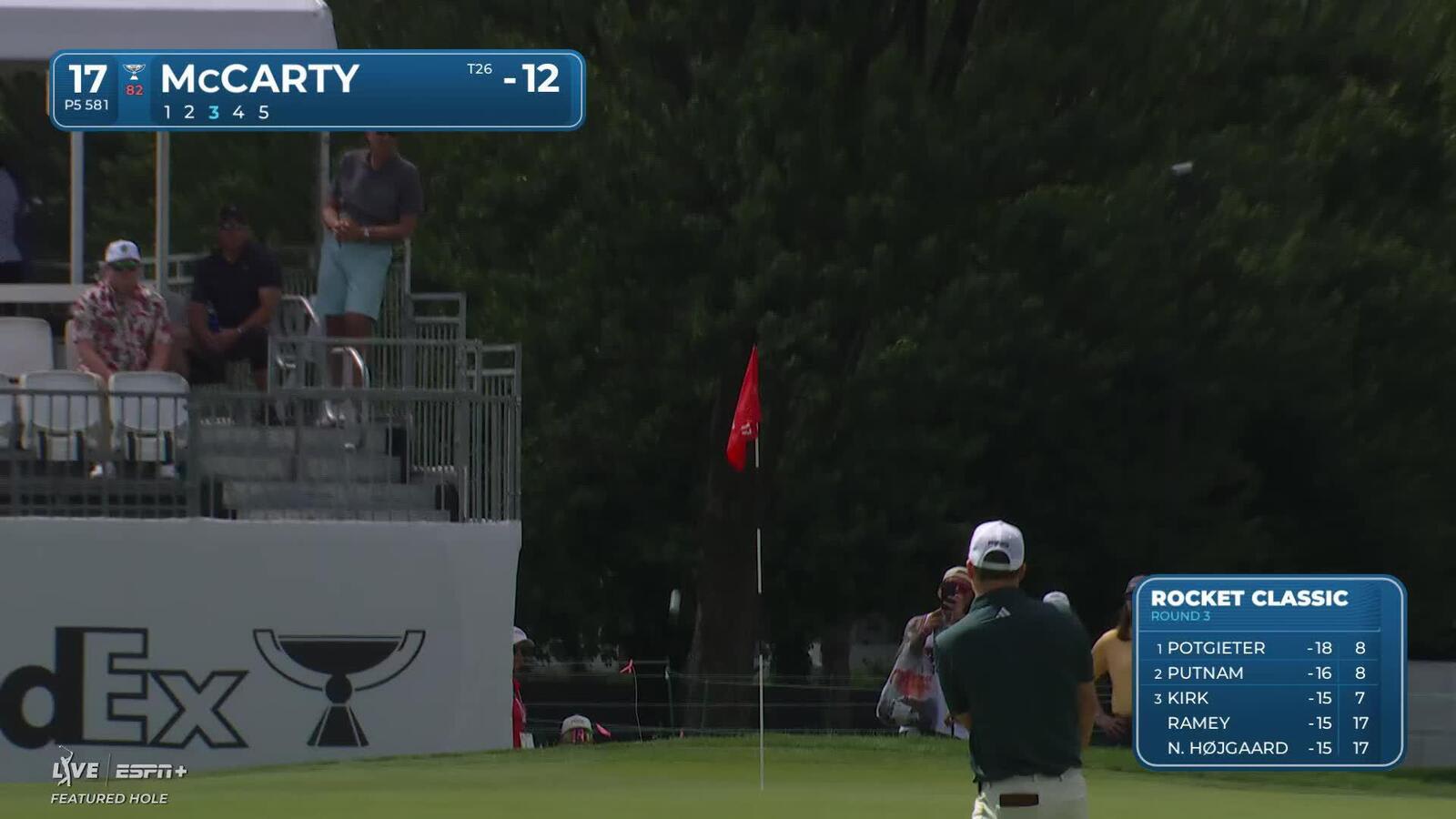 Matt McCarty makes birdie on No. 17 at Rocket Classic