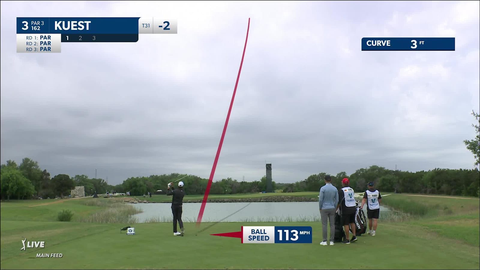 Peter Kuest throws a dart off the tee and birdies at Valero