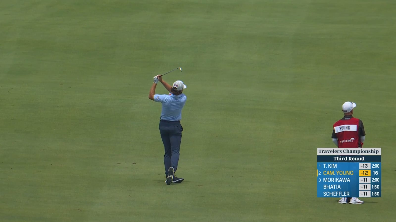 Cameron Young dials in approach to set up birdie at Travelers