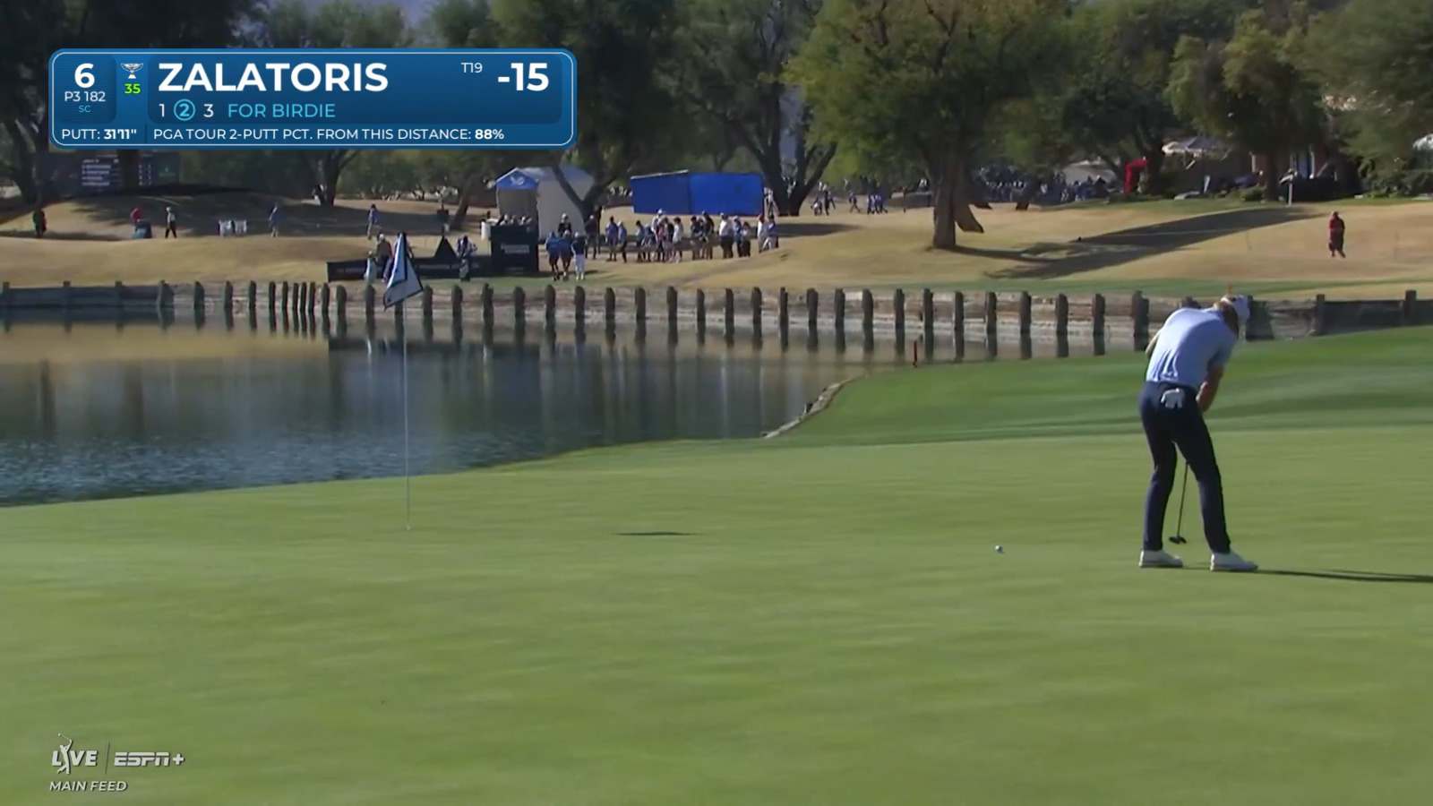 Will Zalatoris knocks in 31-foot birdie putt at The American Express