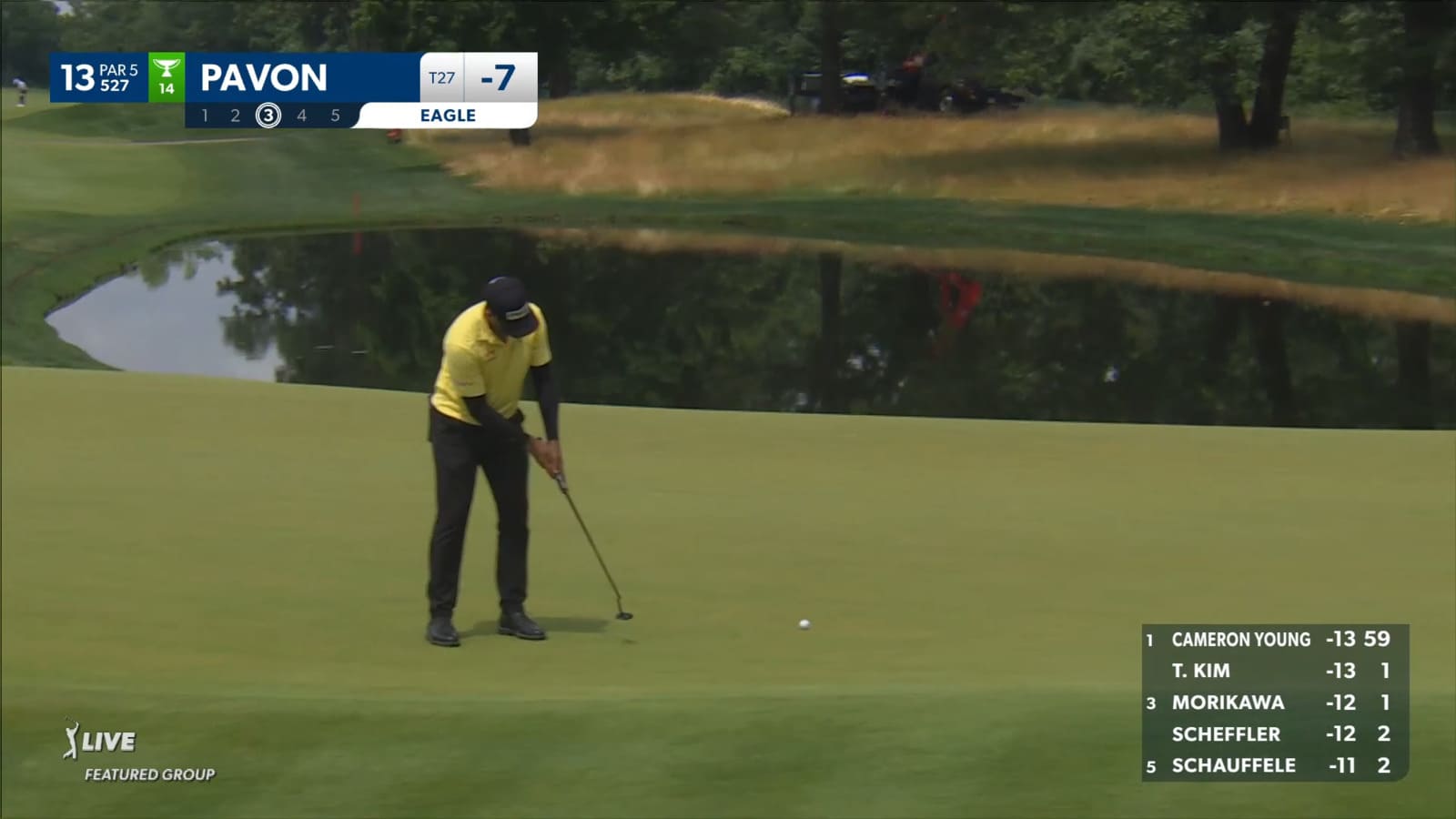 Matthieu Pavon buries 48-foot eagle putt at Travelers