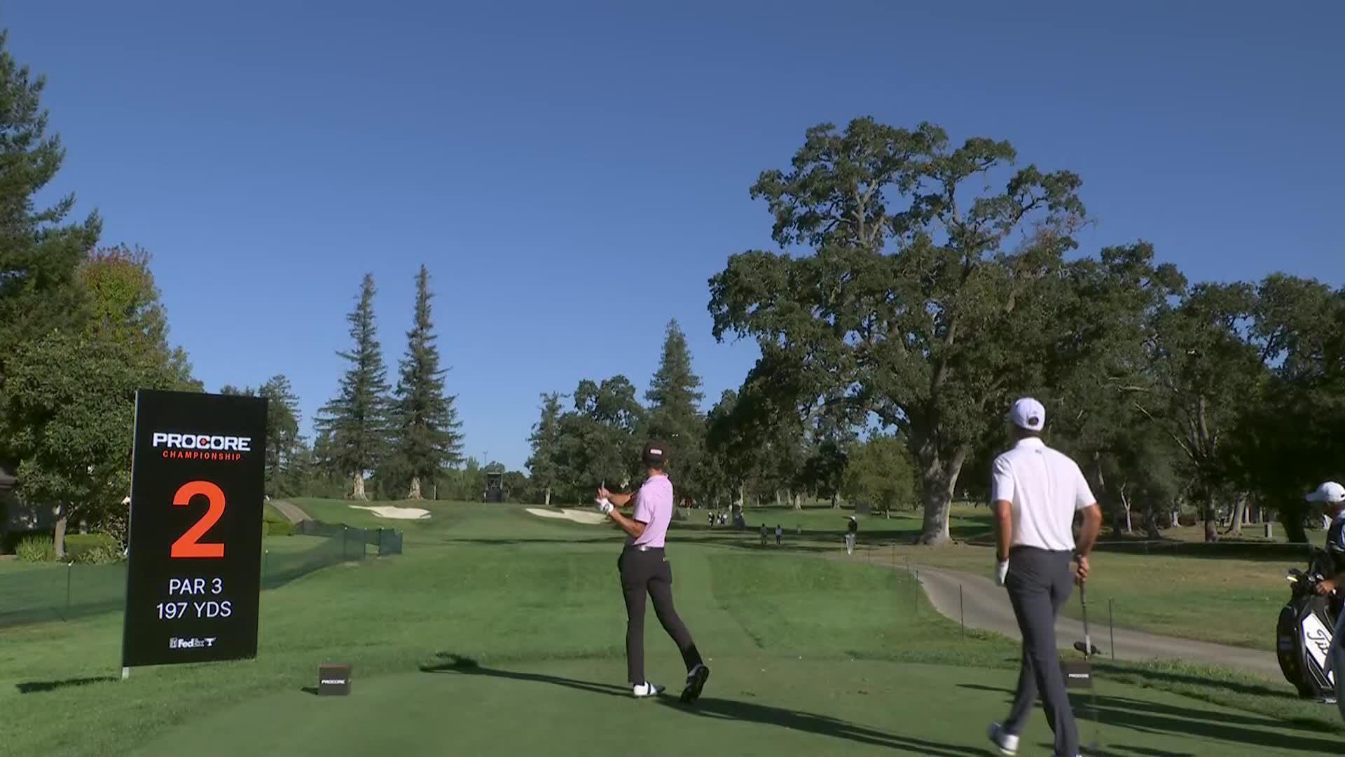 John Keefer hits tee shot clsoe from 197 yards and birdies at Procore
