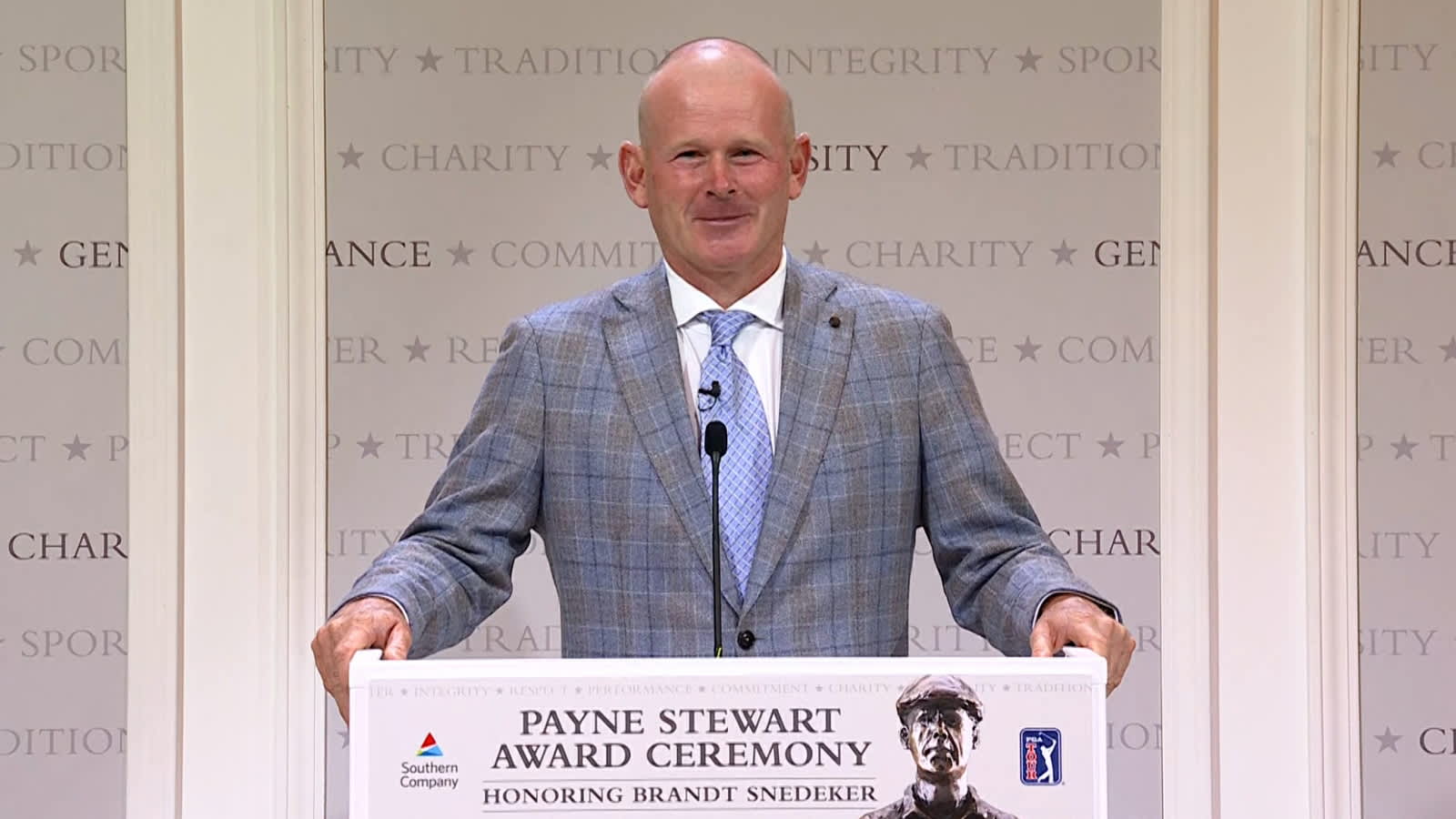 Brandt Snedeker gives acceptance speech at Payne Stewart Award ceremony