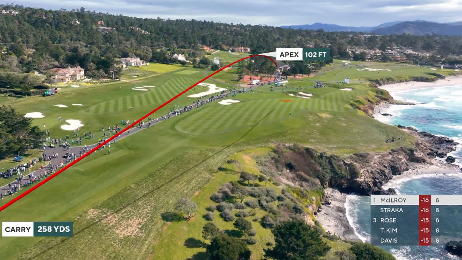 McIlroy’s drive on No. 9 at AT&T Pebble Beach