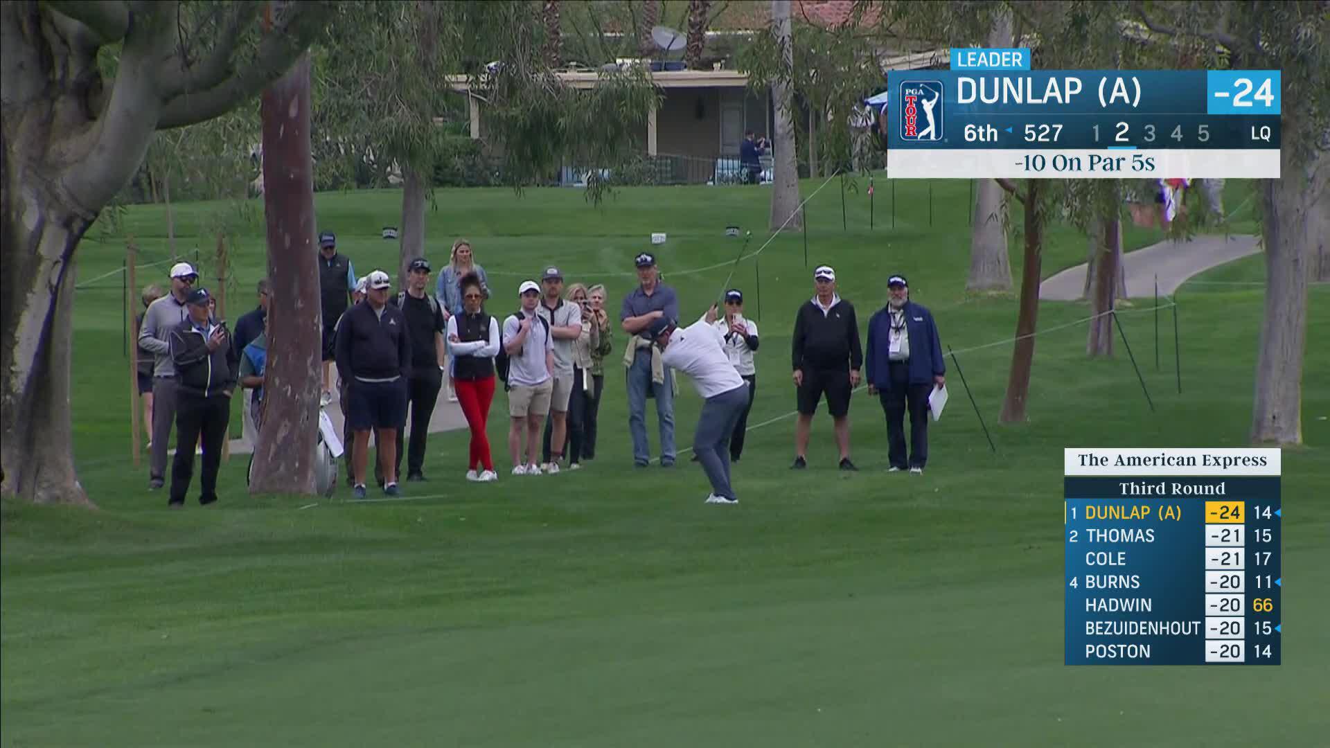 Nick Dunlap's nice iron from rough to set up eagle at The American Express
