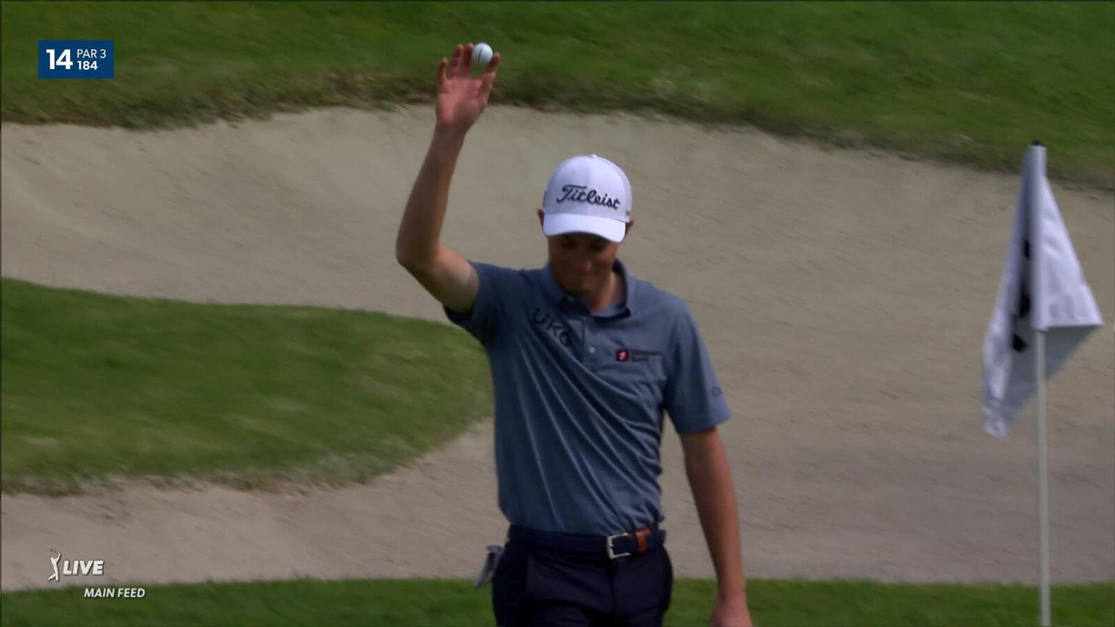 Will Zalatoris' 184-yard tee shot goes in for an ace at Genesis