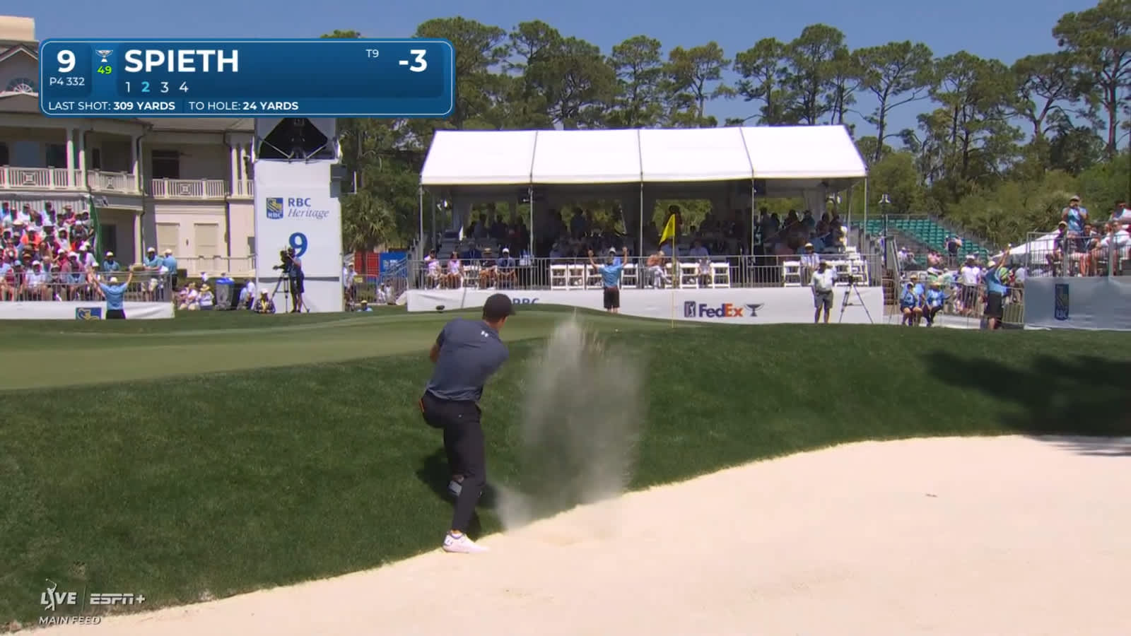 Jordan Spieth gets up-and-down for birdie at RBC Heritage