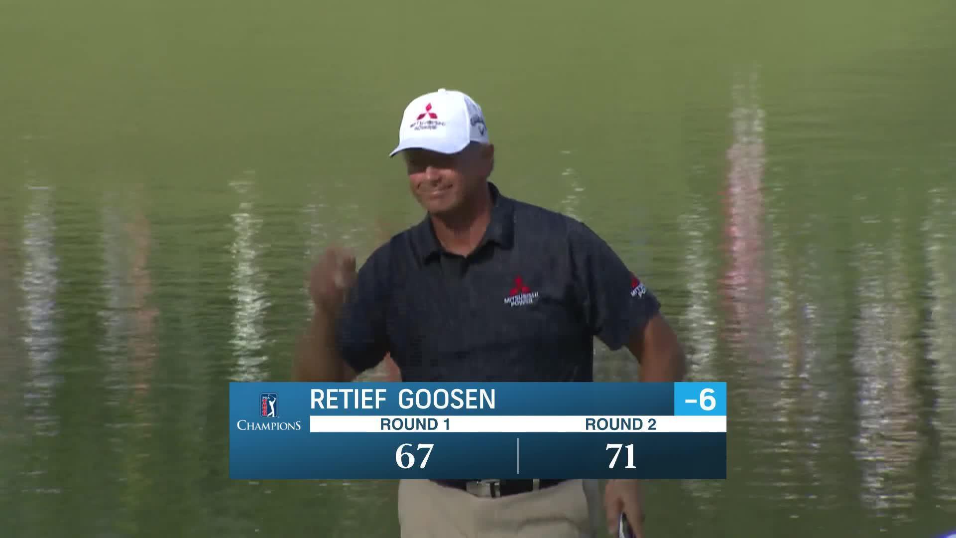 Goosen Retief Goosen makes birdie on No. 18 at Mitsubishi