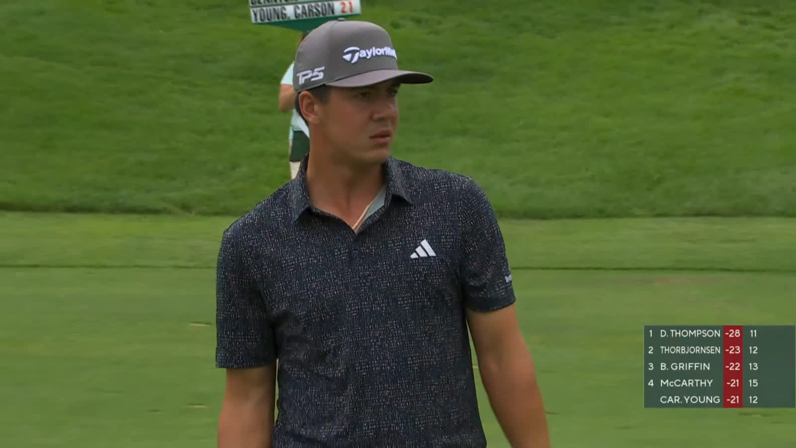 Michael Thorbjornsen cards his sixth-straight birdie on No. 13 at John Deere