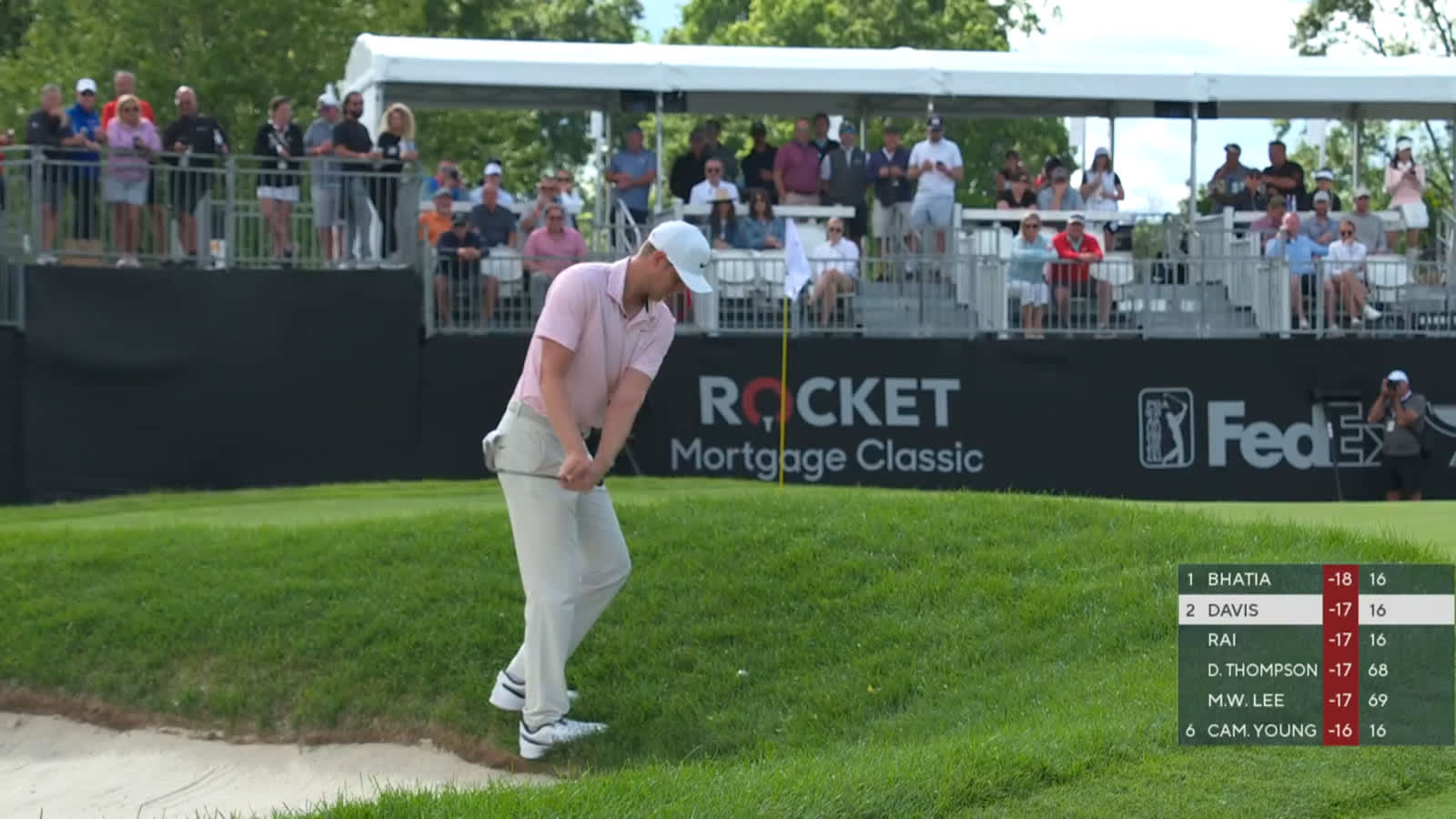 Cam Davis' clutch up-and-down for birdie on No. 17 at Rocket Mortgage