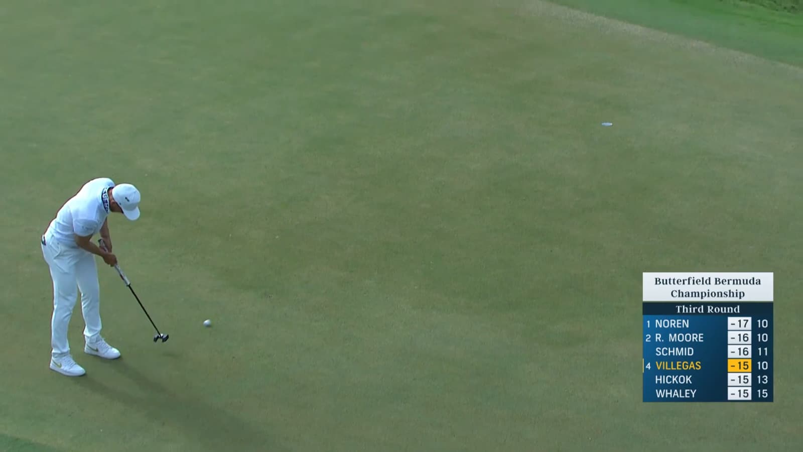 Camilo Villegas pours in birdie putt at Butterfield Bermuda