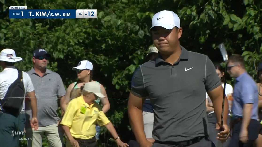 Tom Kim sticks approach within 5-feet setting up birdie at Zurich Classic