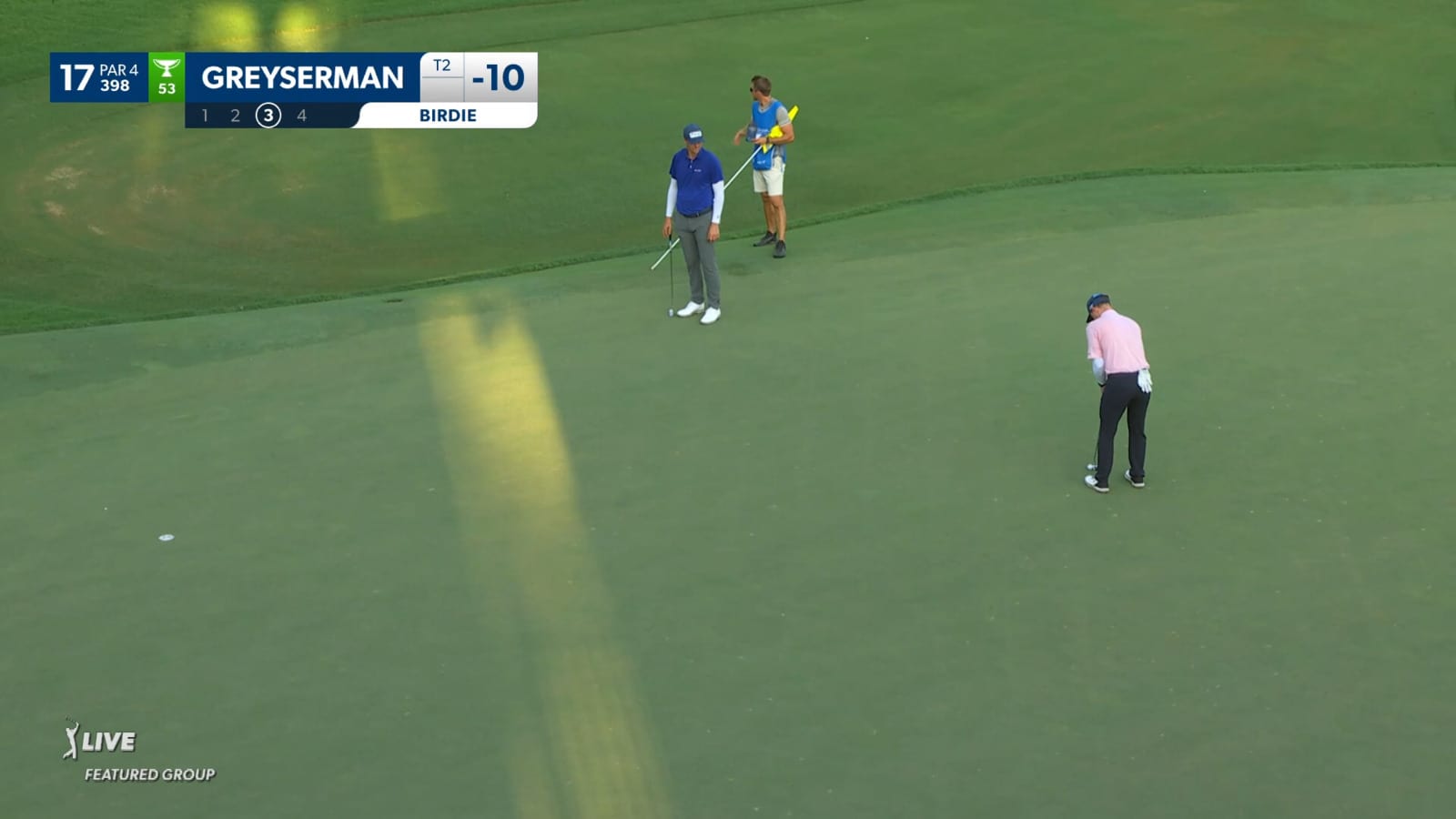 Max Greyserman sinks a 24-foot birdie putt at Wyndham