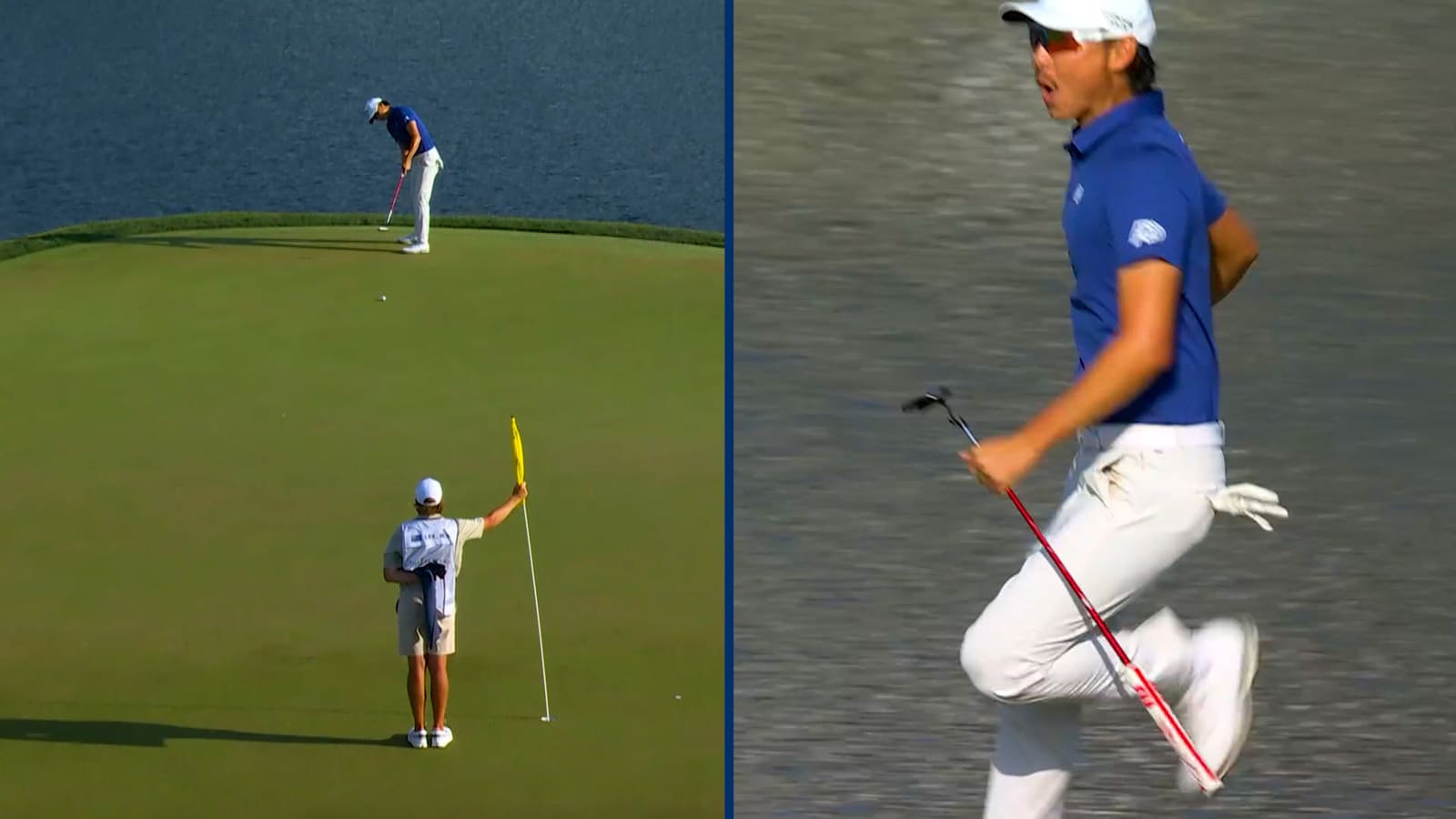 Min Woo Lee buries a 60-foot birdie putt on No. 17 at THE PLAYERS