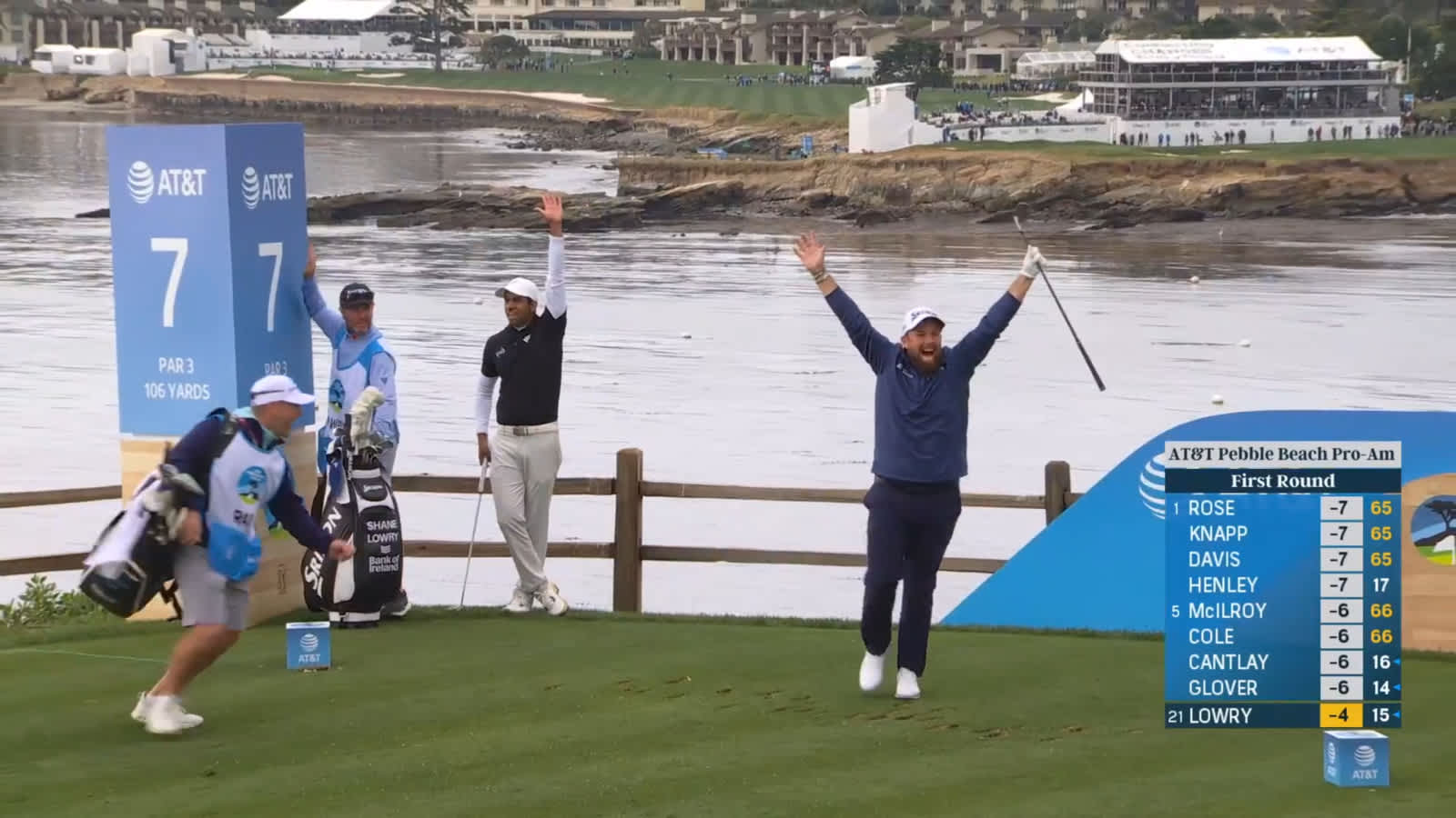Shane Lowry's electric hole-in-one on No. 7 at AT&T Pebble Beach