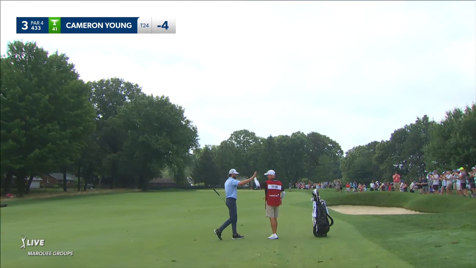 Cameron Young holes out from 142 yards for eagle at Travelers