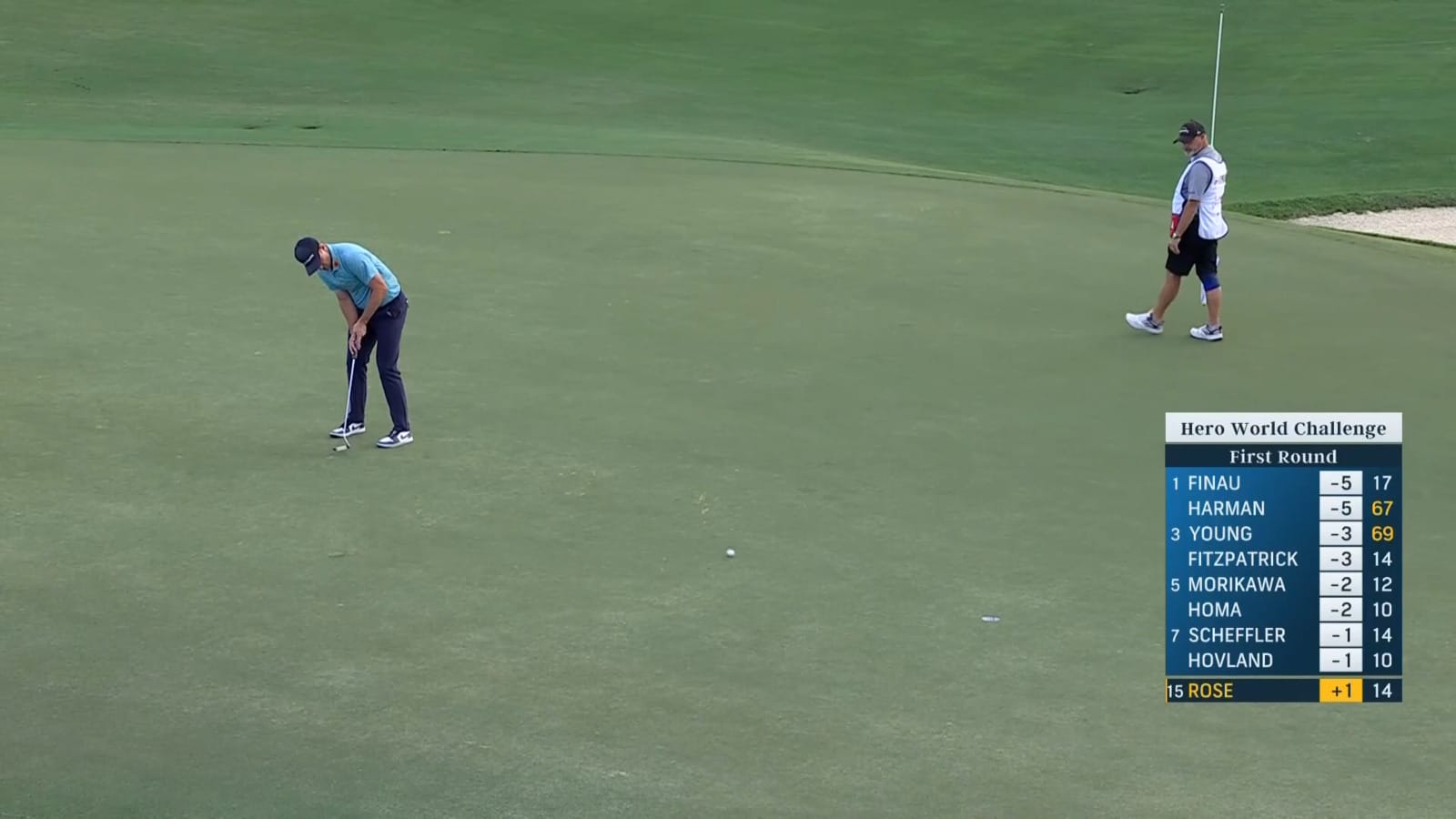 Justin Rose holes 20-footer for eagle at Hero World Challenge