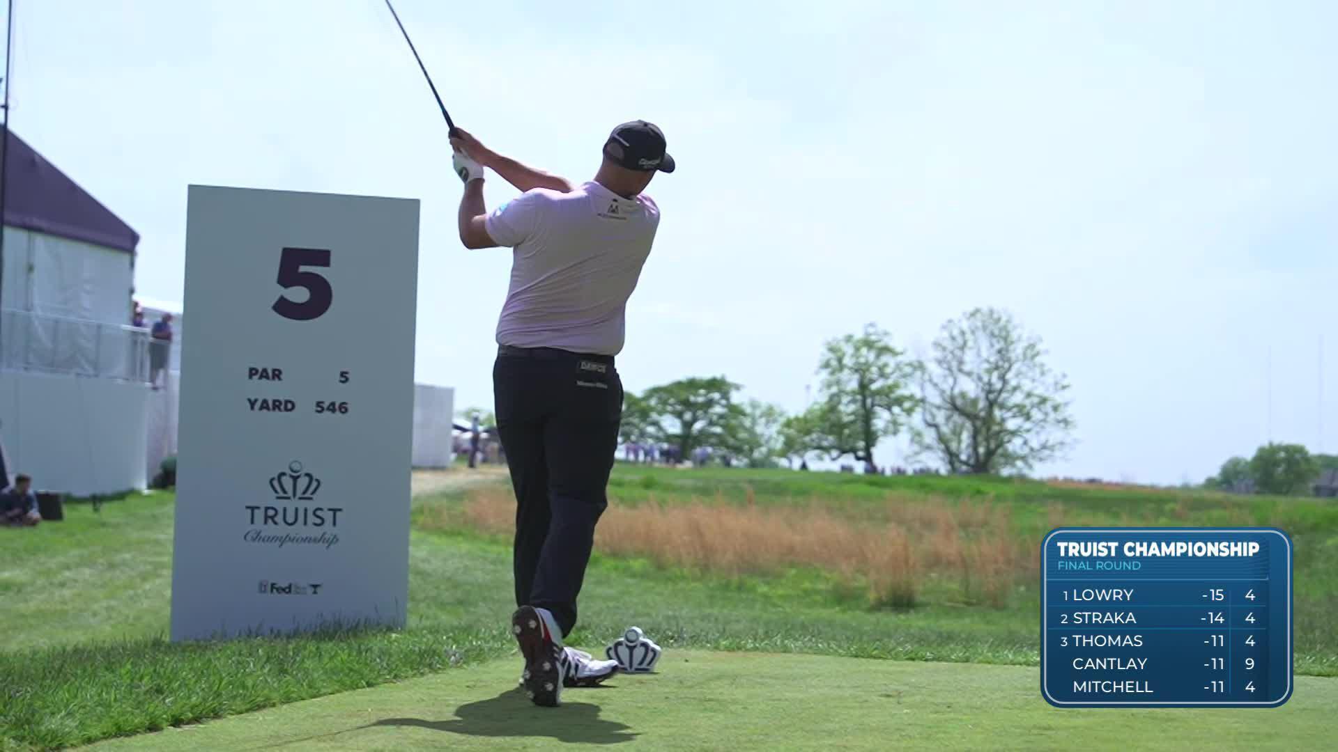 Sepp Straka sinks 20-foot eagle on fifth hole at Truist Championship
