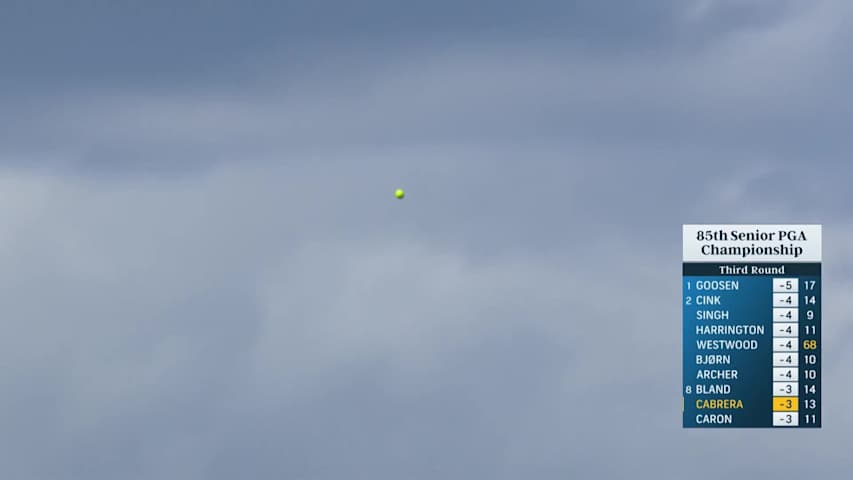 Ángel Cabrera spins second shot down slope and birdies at Senior PGA