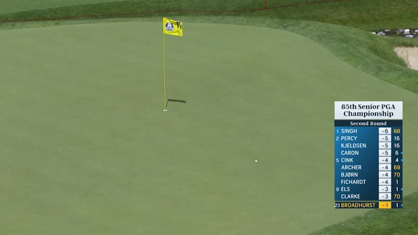 Paul Broadhurst uses slope with approach to set up birdie at Senior PGA