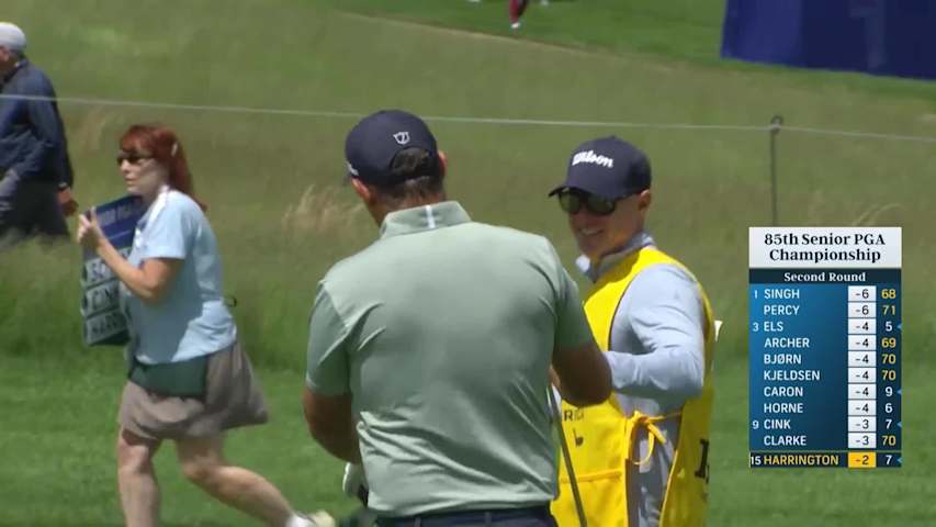 Padraig Harrington caroms approach off sideslope to set up birdie at Senior PGA