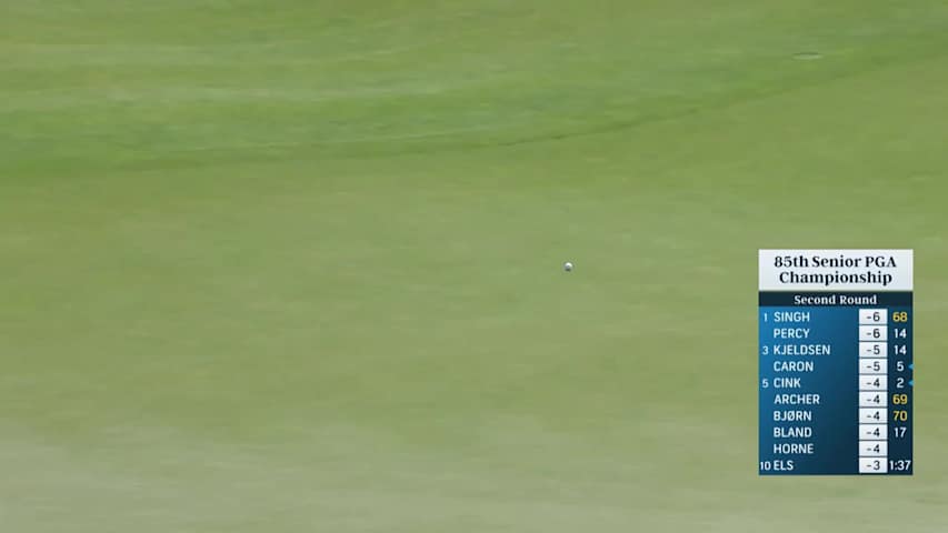 Miguel Angel Jiménez chips crafty third to salvage par at Senior PGA