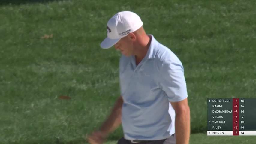 Alex Noren holes bunker shot for birdie at PGA Championship