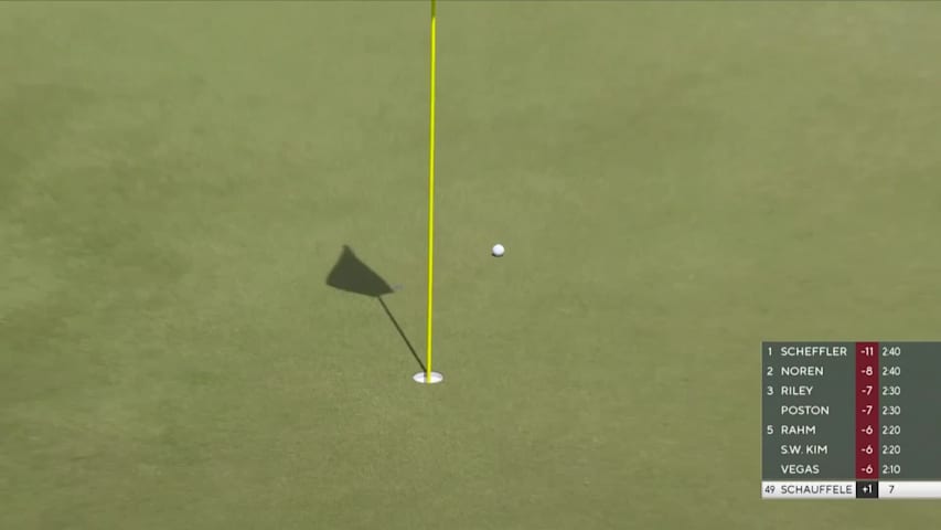 Xander Schauffele sends in chip for par-4 eagle at PGA Championship