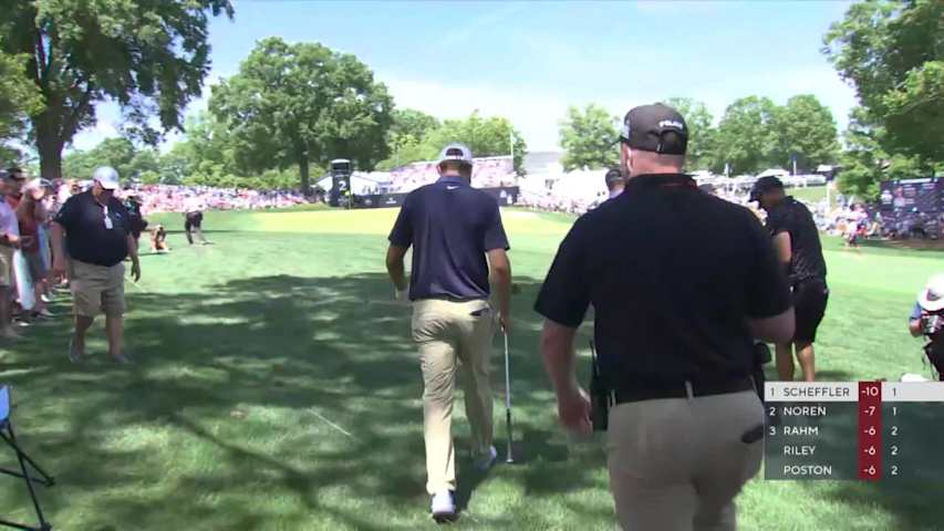 Scottie Scheffler bounces back with birdie from pine straw at PGA Championship