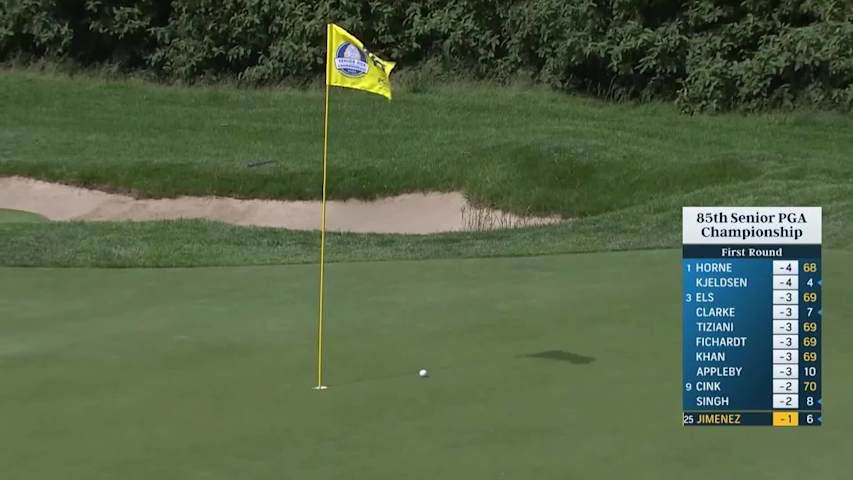 Miguel Angel Jiménez makes crafty bunker escape at Senior PGA