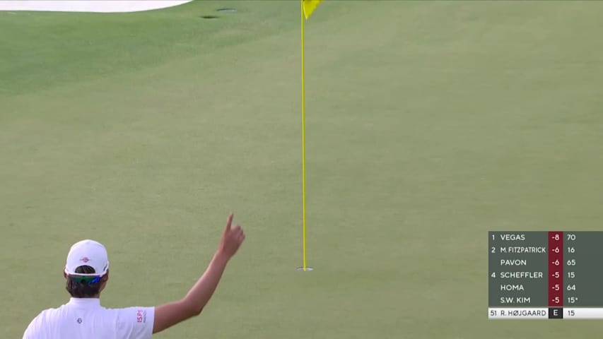 Rasmus Højgaard chips in for birdie at PGA Championship