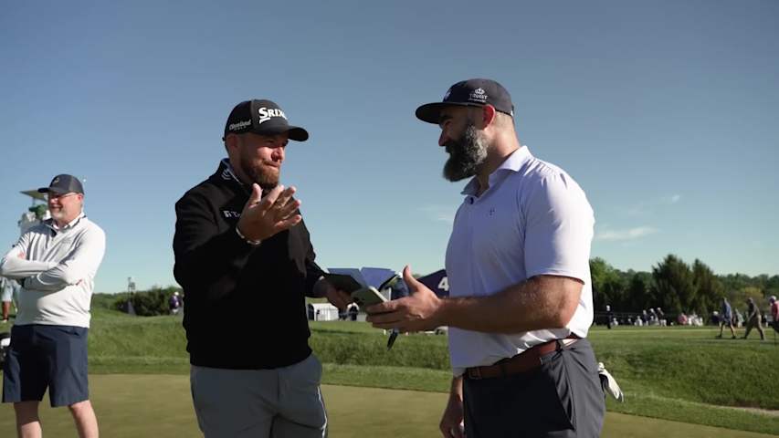 Jason Kelce reacts to Shane Lowry's Halloween costume