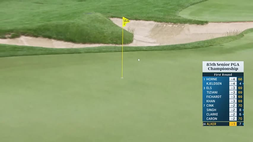 Steven Alker darts approach at Senior PGA