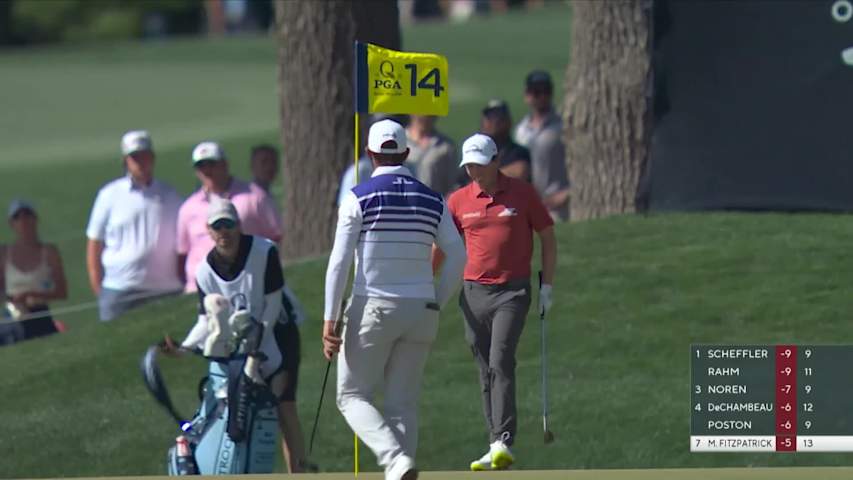 Matt Fitzpatrick chips in for eagle at PGA Championship
