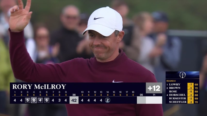 Rory McIlroy holes bunker shot for birdie at The Open