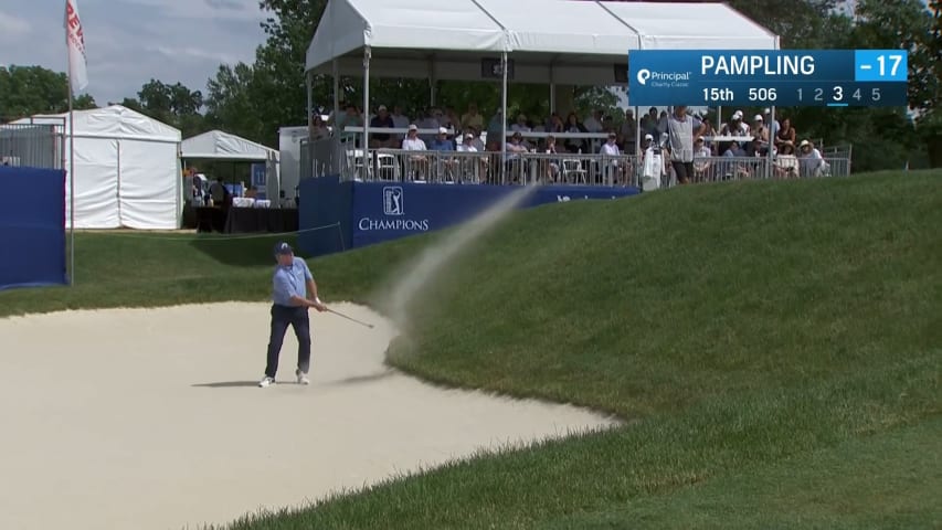 Rod Pampling gets up-and-down from bunker for birdie at Principal