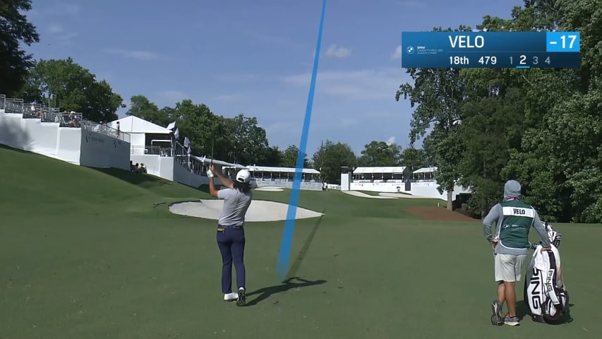 Kevin Velo makes throws a dart to set up birdie at BMW Charity Pro-Am