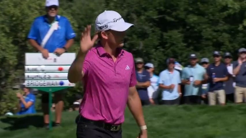 Jacob Bridgeman makes lengthy par-save at Albertsons Boise Open