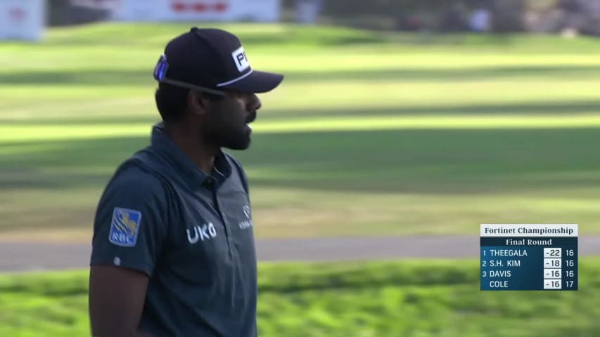 Sahith Theegala throws a dart to yield birdie at Fortinet Championship