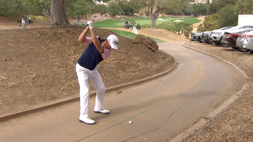 Justin Thomas saves par from the cart path at ZOZO CHAMPIONSHIP